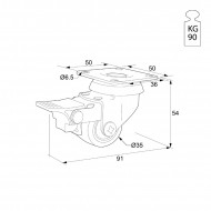ΡΟΔΑ Φ.35 ΜΕ ΦΡΕΝΟ/Y.54/90Kg ΠΛΑΚΑ 50x50 / ΠΟΡΤΟΚΑΛΙ 