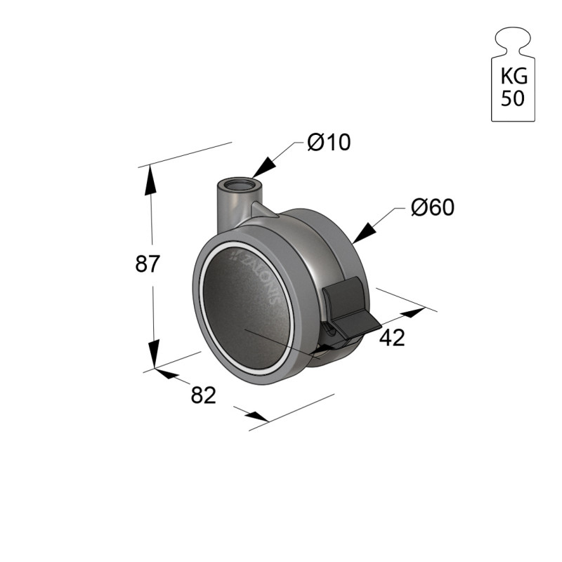 ΡΟΔΑ SR METAL Φ.60 Υ.87 / ΜΕ ΦΡΕΝΟ