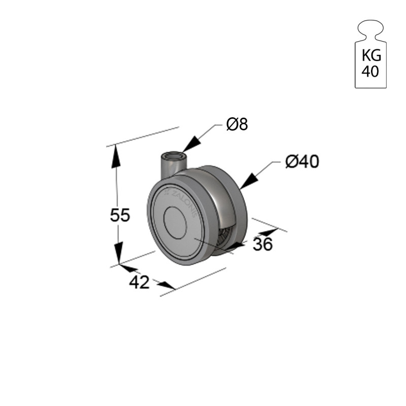 ΡΟΔΑ SR METAL Φ.40 Υ.55