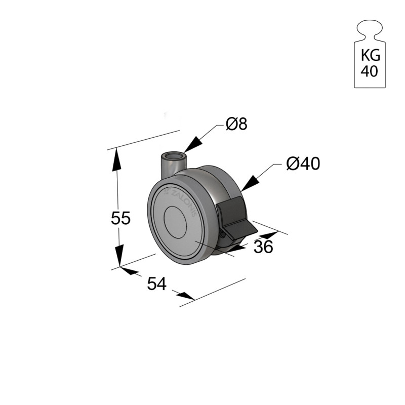 ΡΟΔΑ SR METAL Φ.40 Υ.55 / ΜΕ ΦΡΕΝΟ