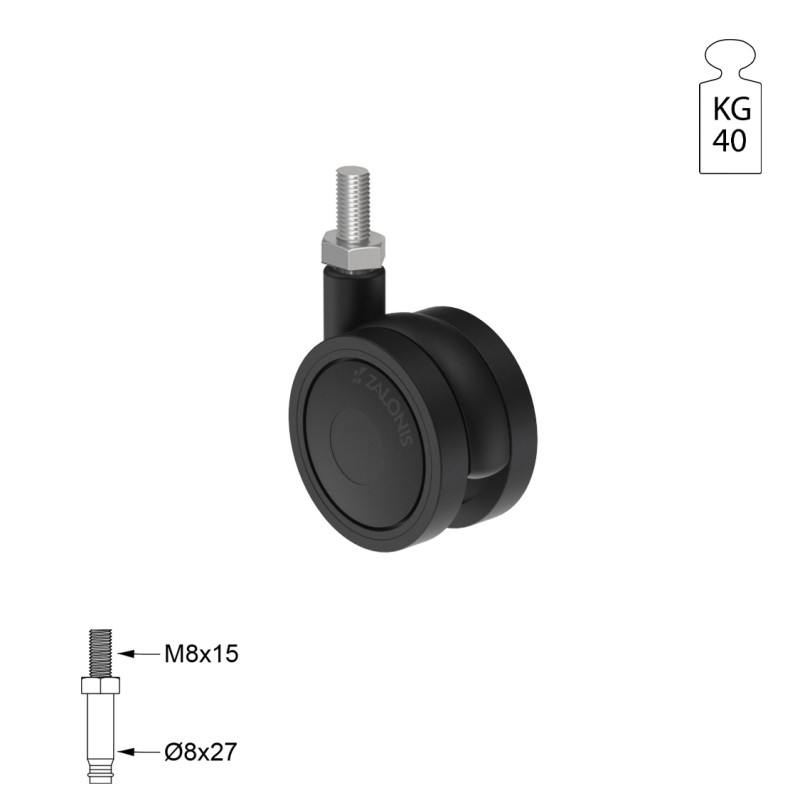 ΡΟΔΑ SR PLASTIC Φ.40 / ΜΑΥΡΟ