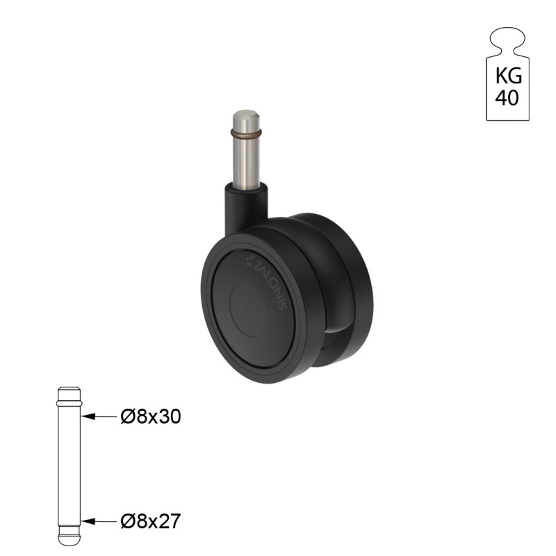 ΡΟΔΑ SR PLASTIC Φ.40 / ΜΑΥΡΟ