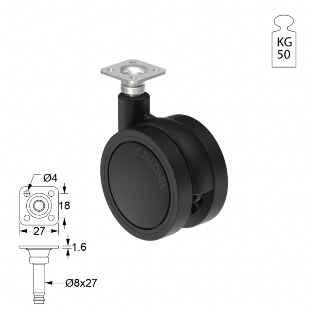 ΡΟΔΑ SR PLASTIC Φ.60 / ΜΑΥΡΟ