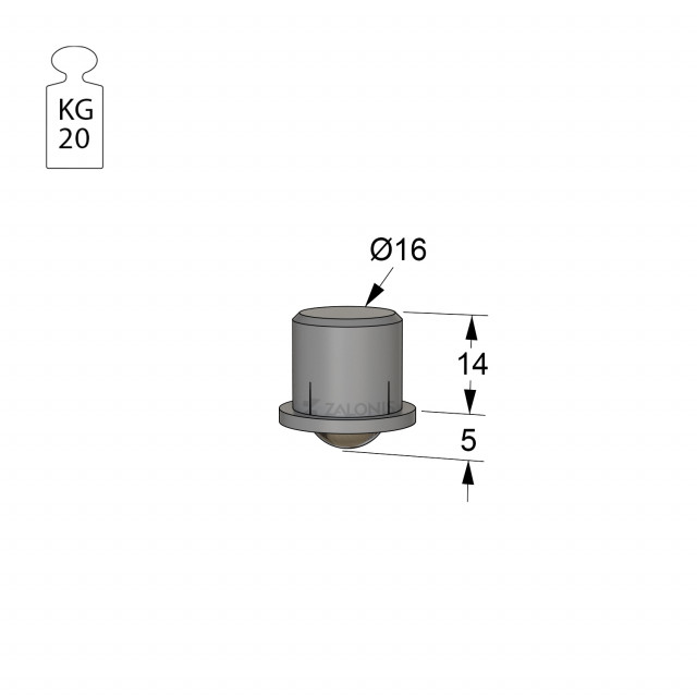 ΕΝΣΦΑΙΡΗ ΜΟΝΑΔΑ ΚΥΛΙΣΗΣ Φ.16 / ΓΚΡΙ ΜΑΤ / 20KG