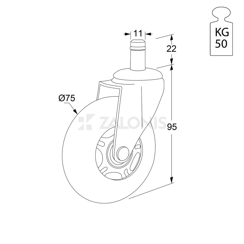 ΡΟΔΑ ΚΑΡΕΚΛΑΣ ΓΡΑΦΕΙΟΥ ΜΕΤΑΛΛΙΚΗ Φ.75 / Υ. 95