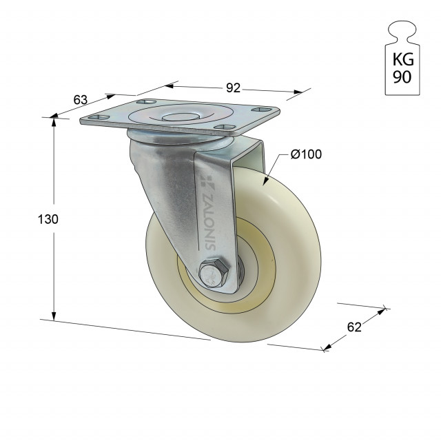 ΡΟΔΑ m.135 ΒΑΡΕΩΣ ΤΥΠΟΥ / Φ.100 / ΠΛΑΚΑ 63x92 / Υ.130 / 90Kg