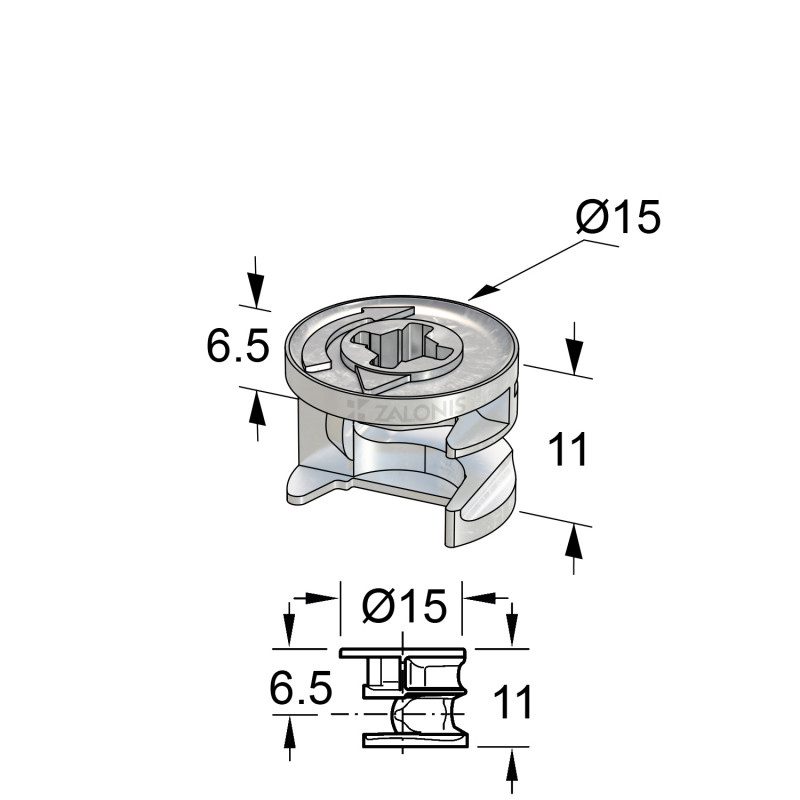 ΦΕΡΑΜΙ ΧΩΝΕΥΤΟ Φ.15x11mm (ΞΥΛΟ 13mm)