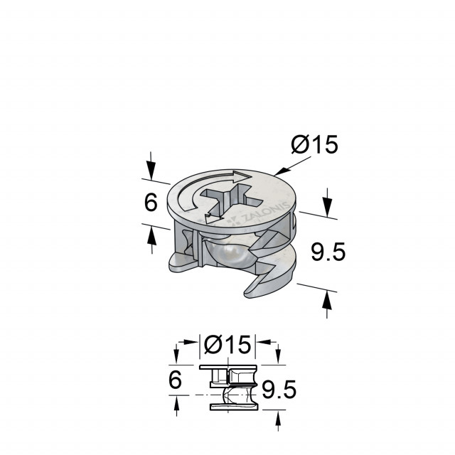 ΦΕΡΑΜΙ ΧΩΝΕΥΤΟ Φ.15x9.5mm (ΞΥΛΟ 12mm)