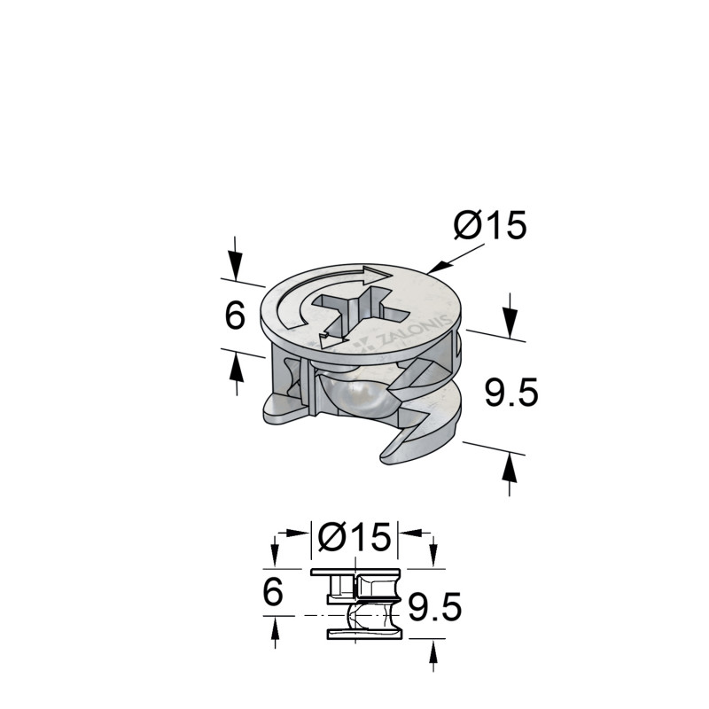 ΦΕΡΑΜΙ ΧΩΝΕΥΤΟ Φ.15x9.5mm (ΞΥΛΟ 12mm)