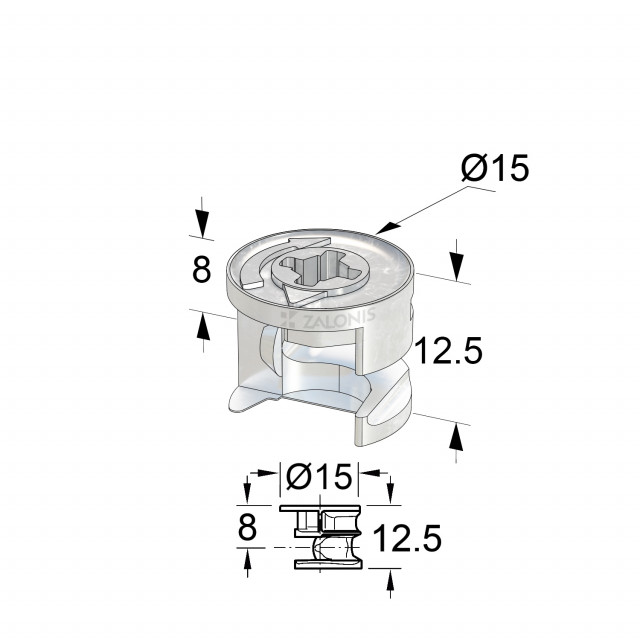ΦΕΡΑΜΙ ΧΩΝΕΥΤΟ Φ.15x12.5 mm (ΞΥΛΟ 16 mm)