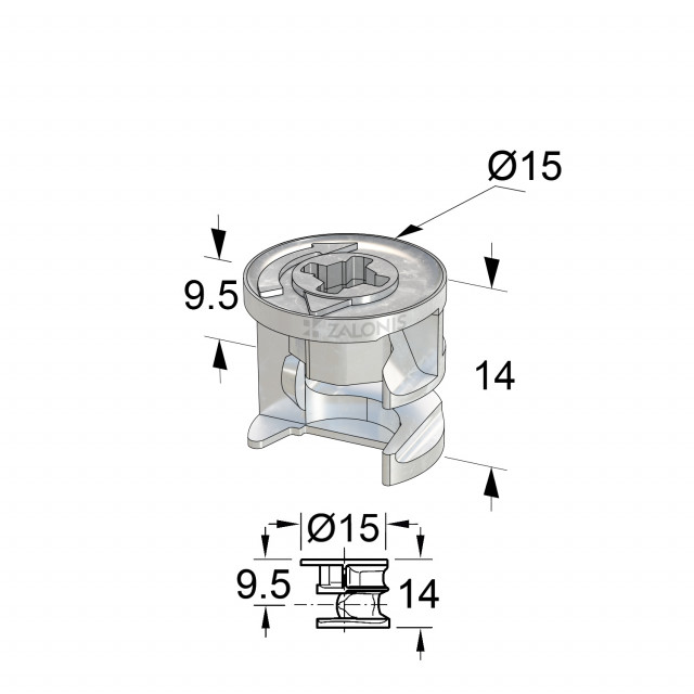 ΦΕΡΑΜΙ ΧΩΝΕΥΤΟ Φ.15x14 mm (ΞΥΛΟ 19 mm)