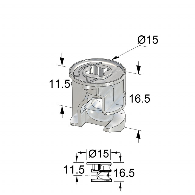 ΦΕΡΑΜΙ ΧΩΝΕΥΤΟ Φ.15x16.5 mm (ΞΥΛΟ 23 mm)