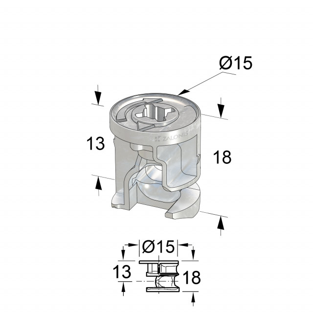ΦΕΡΑΜΙ ΧΩΝΕΥΤΟ Φ.15x18 mm (ΞΥΛΟ 26 mm)