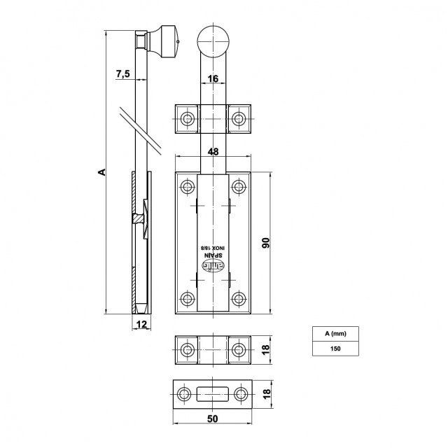 ΣΥΡΤΗΣ ΑΝΟΞΕΙΔΩΤΟΣ 3800-150 / ΙΝΟΞ ΜΑΤ