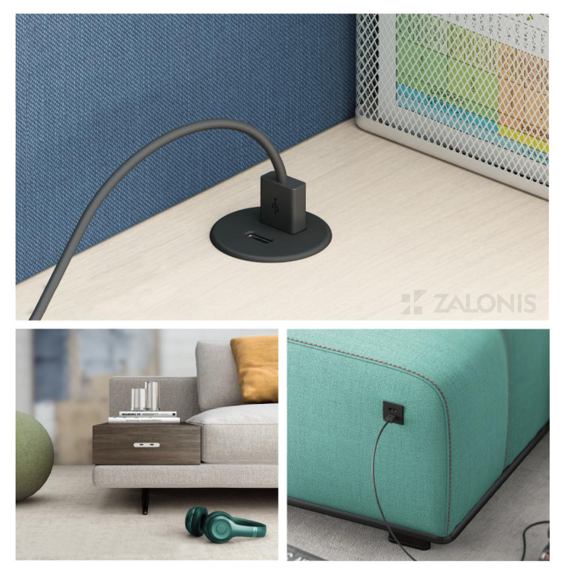 ΧΩΝΕΥΤΟΣ ΦΟΡΤΙΣΤΗΣ USB Φ.30 / ΜΑΥΡΟ / ΜΕ 2 ΘΥΡΕΣ USB