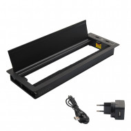 ΤΑΠΑ ΤΕΤΡΑΓΩΝΗ ΚΑΛΩΔΙΩΝ 29.8x11.6 / 2 ΘΥΡΕΣ USB / ΜΑΥΡΟ ΜΑΤ