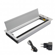 ΤΑΠΑ ΤΕΤΡΑΓΩΝΗ ΚΑΛΩΔΙΩΝ 29.8x11.6 / 2 ΘΥΡΕΣ USB / ΑΛΟΥΜΙΝΙΟ ΜΑΤ