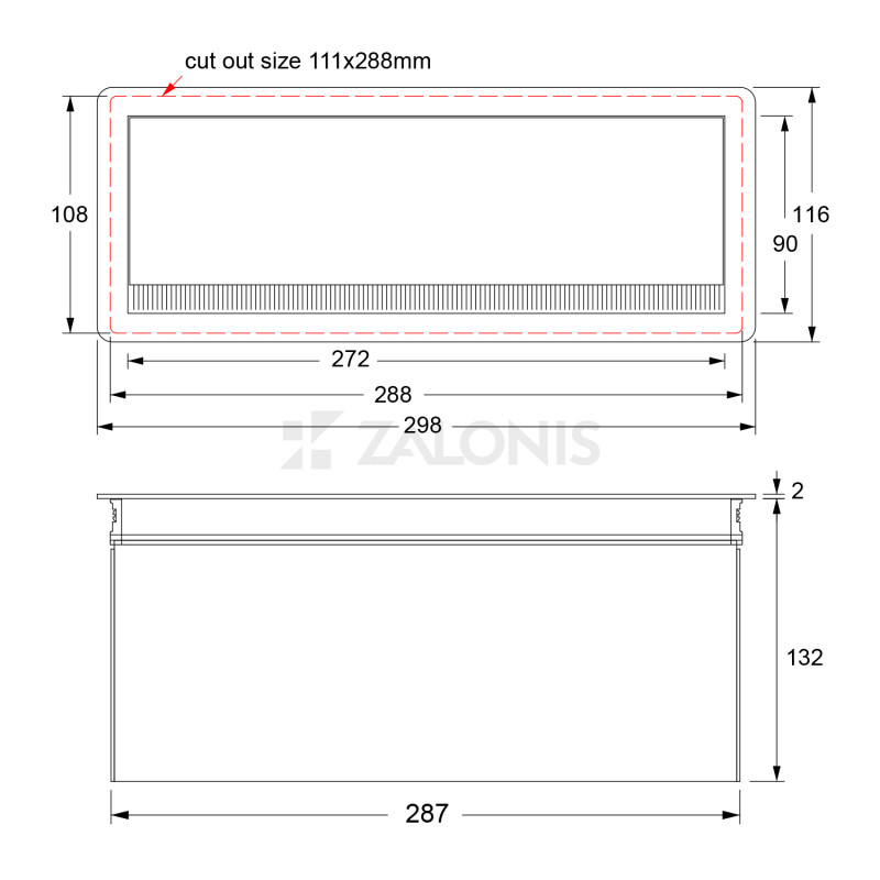 ΚΟΥΤΙ ΜΕ ΤΑΠΑ ΚΑΛΩΔΙΩΝ ΤΕΤΡΑΓΩΝΗ 29.8x11.6 / ΑΛΟΥΜΙΝΙΟ ΜΑΤ