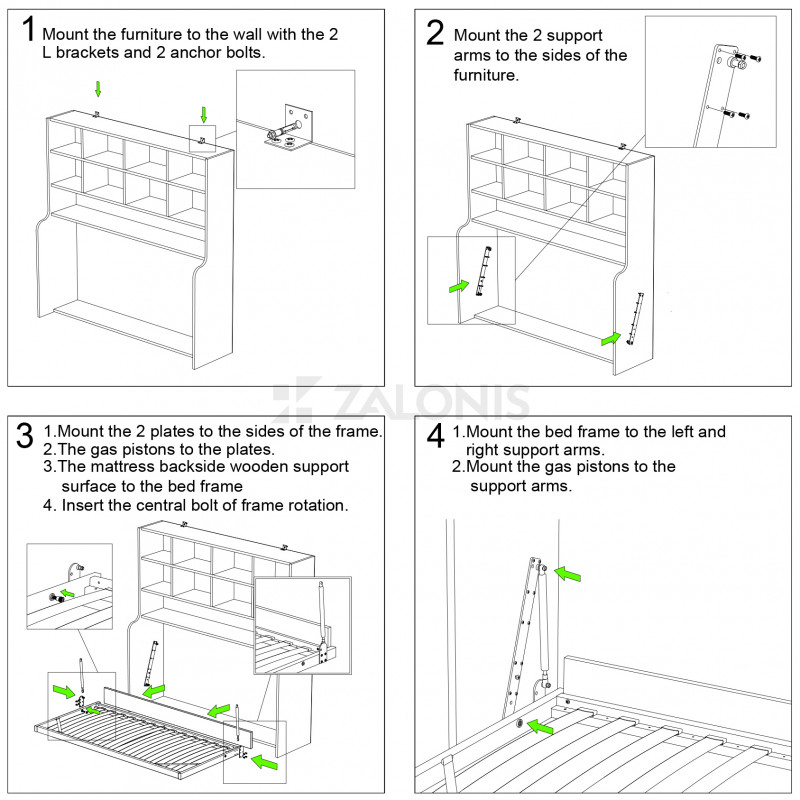 ΜΗΧΑΝΙΣΜΟΣ ΚΡΕΒΑΤΙ ΤΟΙΧΟΥ 90x190 - ΓΡΑΦΕΙΟ 40