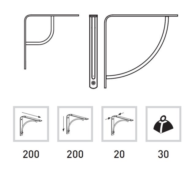 ΓΩΝΙΑ ΡΑΦΙΟΥ 1460 ΧΡΩΜΙΟ ΜΑΤ 200mm
