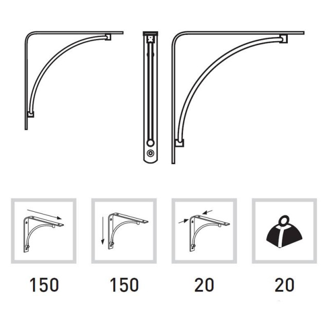 ΓΩΝΙΑ ΡΑΦΙΟΥ 1461 ΧΡΩΜΙΟ ΜΑΤ 150mm