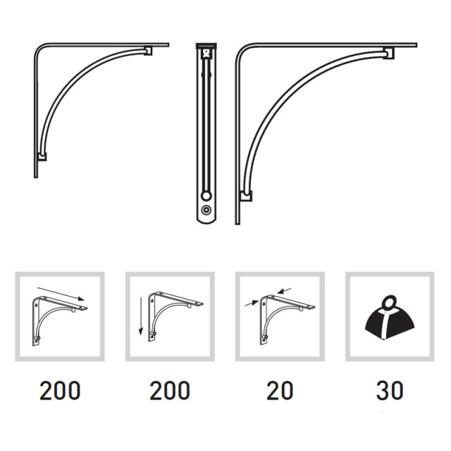ΓΩΝΙΑ ΡΑΦΙΟΥ 1461 ΧΡΩΜΙΟ ΜΑΤ 200mm