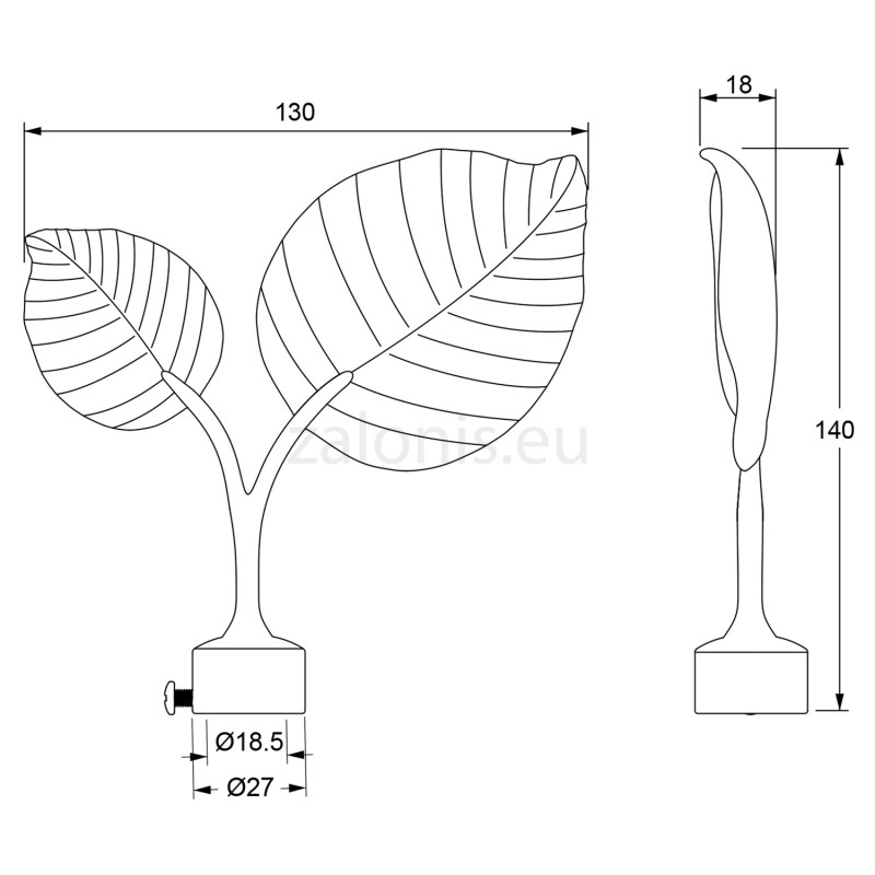 ΑΚΡΟ LEAF ΔΕΞΙ-ΑΡΙΣΤΕΡΟ / ΧΡΥΣΟ-ΚΟΚΚΙΝΟ / ΓΙΑ Φ.18