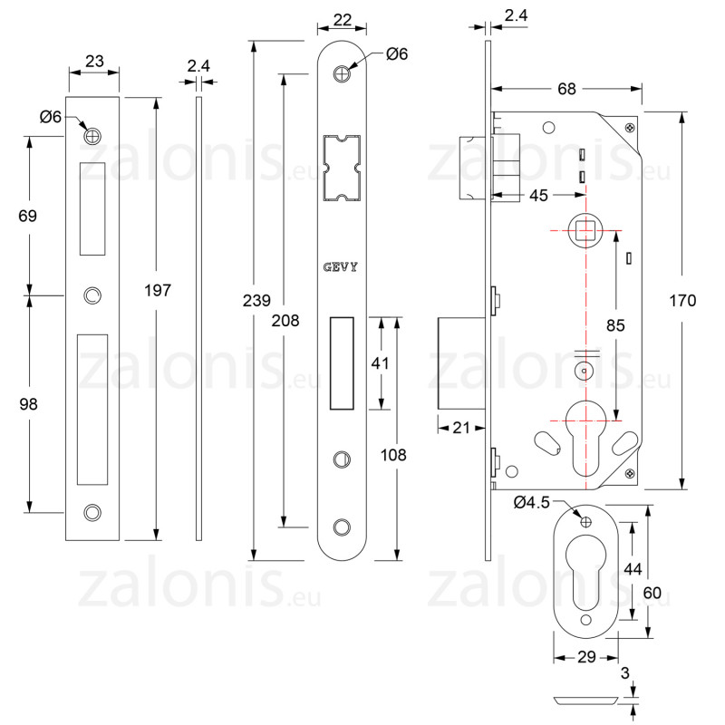 ΚΛΕΙΔΑΡΙΑ ΑΣΦΑΛΕΙΑΣ GEVY / ΟΒ -ΤΕΤ / ΧΡΥΣΟ ΜΑΤ