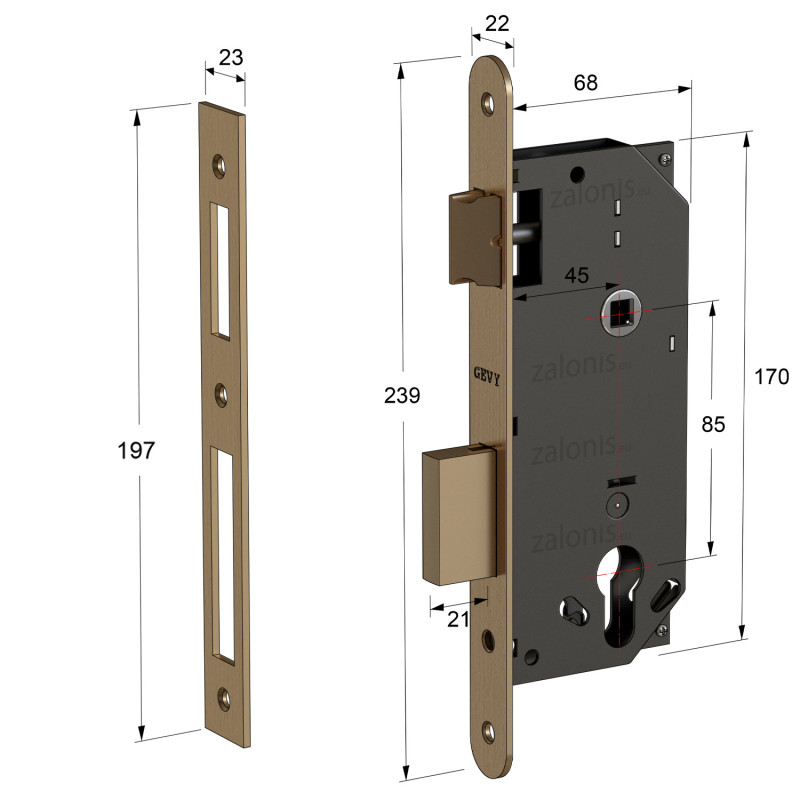 ΚΛΕΙΔΑΡΙΑ ΑΣΦΑΛΕΙΑΣ GEVY / ΟΒ -ΤΕΤ / ΧΡΥΣΟ ΜΑΤ