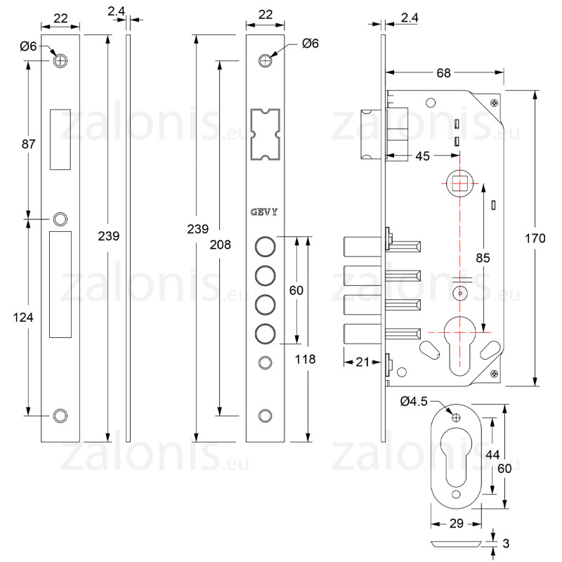 ΚΛΕΙΔΑΡΙΑ ΑΣΦΑΛΕΙΑΣ 4 ΠΥΡΩΝ GEVY / ΤΕΤ-ΤΕΤ / ΧΡΥΣΟ ΜΑΤ
