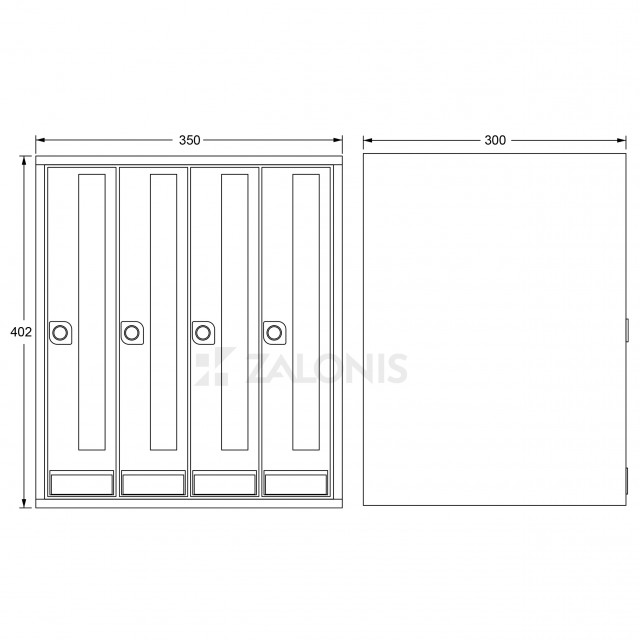 ΓΡΑΜΜΑΤΟΚΙΒΩΤΙΟ 4 ΘΕΣΕΩΝ m.001 / ΜΑΥΡΟ ΜΑΤ, ΙΝΟΞ ΜΑΤ