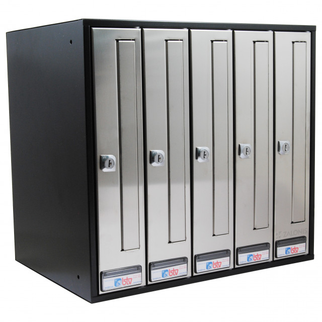 ΓΡΑΜΜΑΤΟΚΙΒΩΤΙΟ 5 ΘΕΣΕΩΝ m.001 / ΜΑΥΡΟ ΜΑΤ, ΙΝΟΞ ΜΑΤ