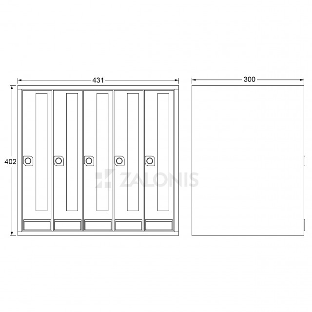 ΓΡΑΜΜΑΤΟΚΙΒΩΤΙΟ 5 ΘΕΣΕΩΝ m.001 / ΜΑΥΡΟ ΜΑΤ, ΙΝΟΞ ΜΑΤ