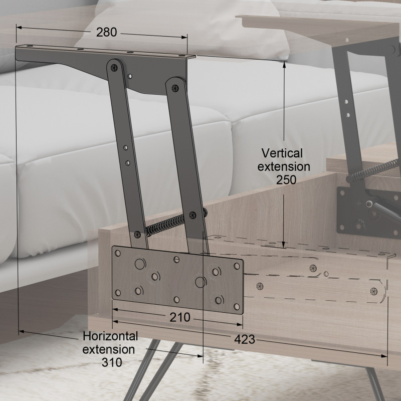 ΜΗΧΑΝΙΣΜΟΣ ΤΡΑΠΕΖΙΟΥ ΣΕΡΒΙΤΟΡΟΣ SOFT OPEN-CLOSE - Υ.250 / ΜΑΥΡΟ