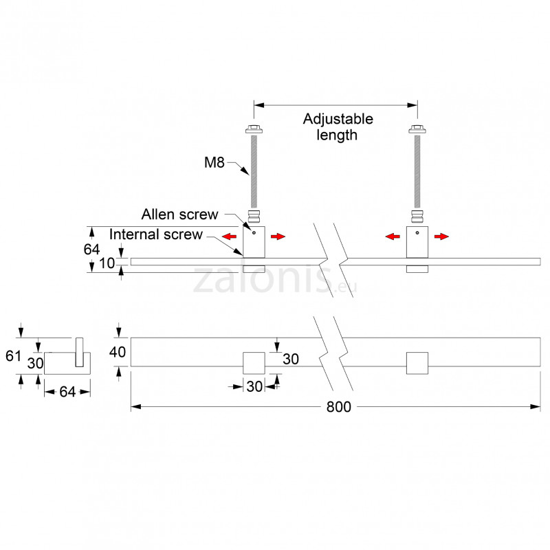 ΛΑΒΗ ΕΞΩΘΥΡΑΣ  ΤΕΤΡΑΓΩΝΗ / ΙΝΟΞ ΜΑΤ 304 / Μ800