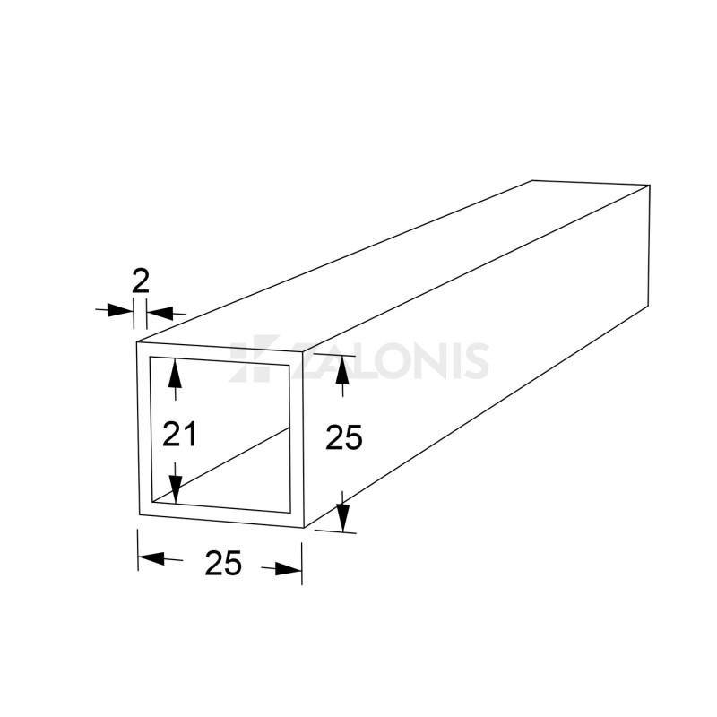 ΤΕΤΡΑΓΩΝΟ ΠΡΟΦΙΛ ΑΛΟΥΜΙΝΙΟΥ 25x25 / ΑΝΟΔΙΩΜΕΝΟ