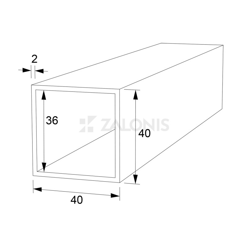 ΤΕΤΡΑΓΩΝΟ ΠΡΟΦΙΛ ΑΛΟΥΜΙΝΙΟΥ 40x40 / ΑΝΟΔΙΩΜΕΝΟ