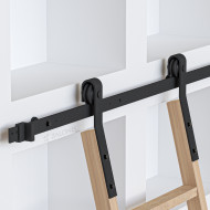 ΣΕΤ ΑΧΥΡΩΝΑ ΣΥΡΟΜΕΝΗ ΣΚΑΛΑ ΒΙΒΛΙΟΘΗΚΗΣ  200cm/300cm ΜΑΥΡΟ Φ.70