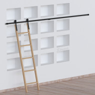 ΣΕΤ ΑΧΥΡΩΝΑ ΣΥΡΟΜΕΝΗ ΣΚΑΛΑ ΒΙΒΛΙΟΘΗΚΗΣ  200cm/300cm ΜΑΥΡΟ Φ.70