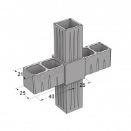 ΤΕΤΡΑΠΛΟΣ ΣΥΝΔΕΣΜΟΣ ΣΤΑΥΡΟΣ 25x25 / ΓΚΡΙ