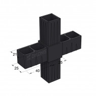 ΤΕΤΡΑΠΛΟΣ ΣΥΝΔΕΣΜΟΣ ΣΤΑΥΡΟΣ 25x25 / ΜΑΥΡΟ