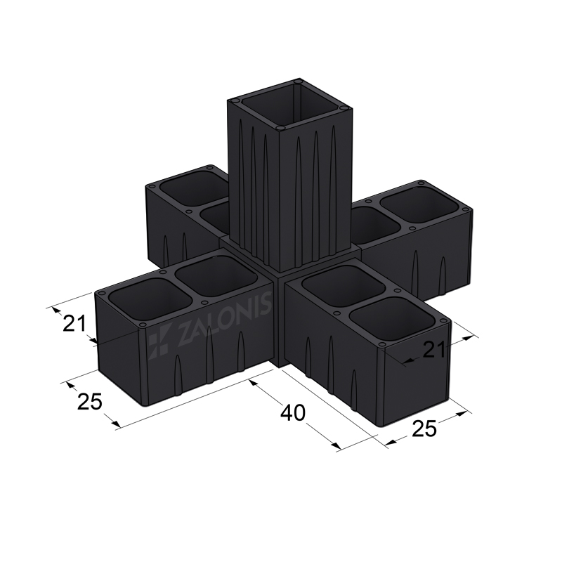 ΠΕΝΤΑΠΛΟΣ ΣΥΝΔΕΣΜΟΣ 25x25 / ΜΑΥΡΟ