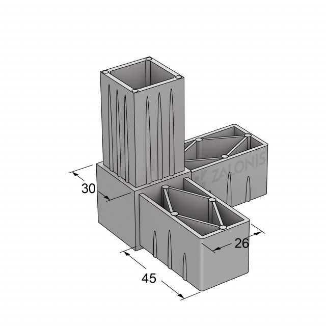ΤΡΙΠΛΟΣ ΣΥΝΔΕΣΜΟΣ ΤΥΠΟΥ L 30x30 / ΓΚΡΙ