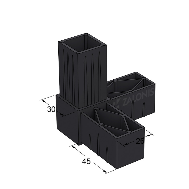 ΤΡΙΠΛΟΣ ΣΥΝΔΕΣΜΟΣ ΤΥΠΟΥ L 30x30 / ΜΑΥΡΟ