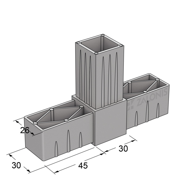 ΤΡΙΠΛΟΣ ΣΥΝΔΕΣΜΟΣ ΤΥΠΟΥ Τ 30x30 / ΓΚΡΙ