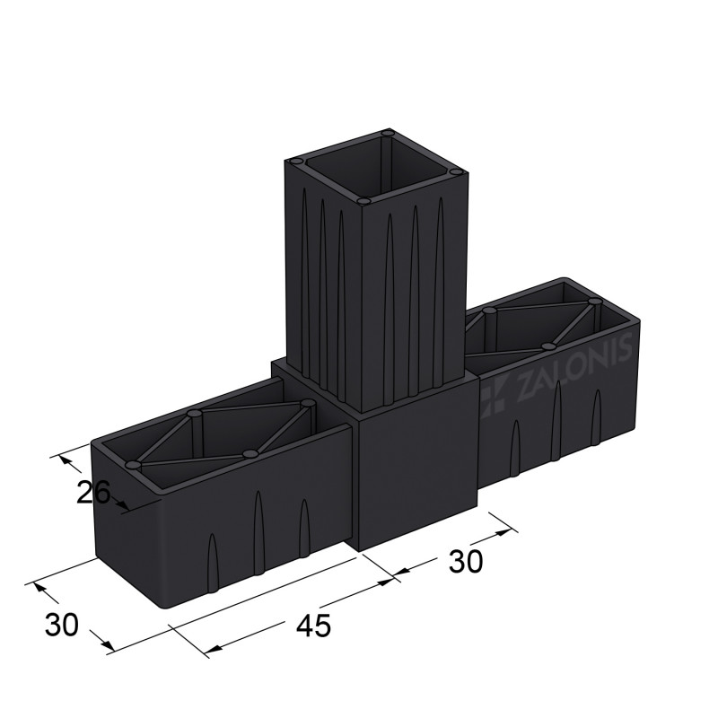 ΤΡΙΠΛΟΣ ΣΥΝΔΕΣΜΟΣ ΤΥΠΟΥ Τ 30x30 / ΜΑΥΡΟ