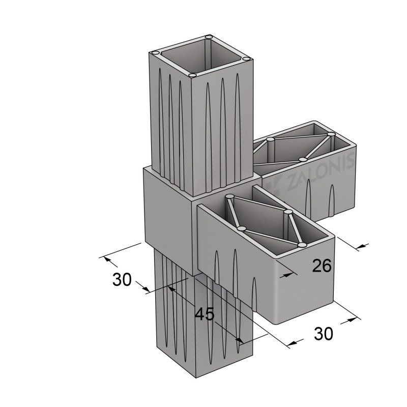 ΤΕΤΡΑΠΛΟΣ ΣΥΝΔΕΣΜΟΣ ΤΥΠΟΥ L 30x30 / ΓΚΡΙ