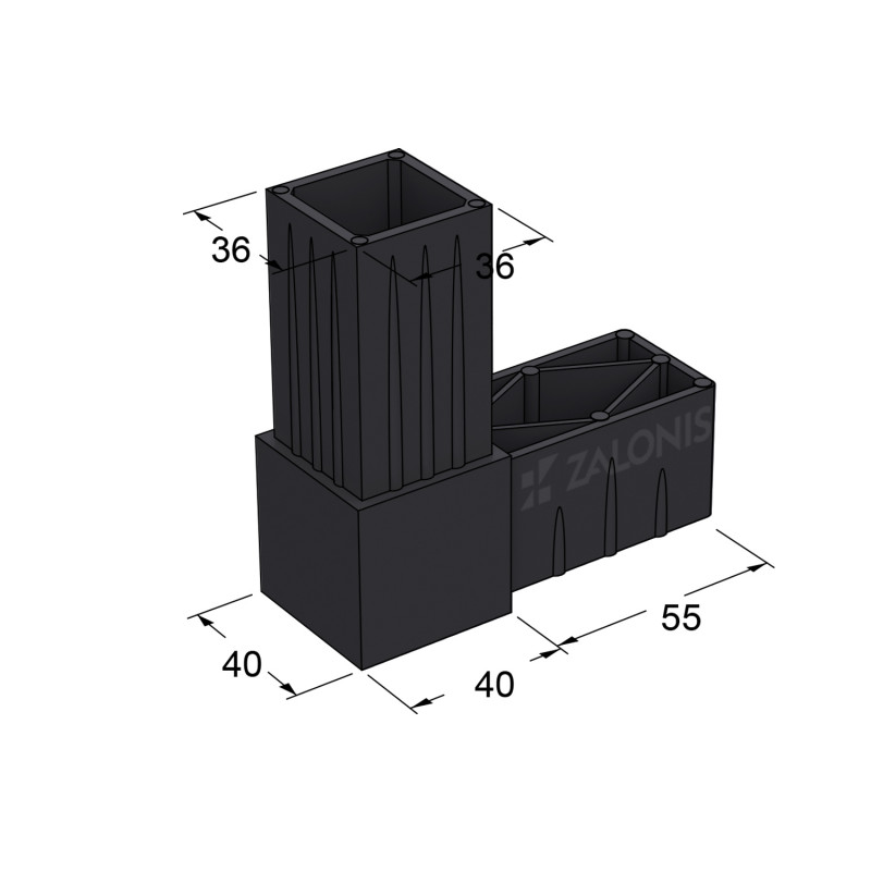 ΔΙΠΛΟΣ ΣΥΝΔΕΣΜΟΣ 40x40 / ΜΑΥΡΟ