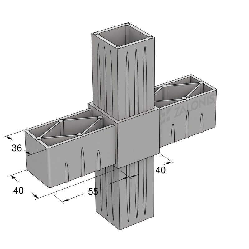 ΤΕΤΡΑΠΛΟΣ ΣΥΝΔΕΣΜΟΣ ΣΤΑΥΡΟΣ 40x40 / ΓΚΡΙ