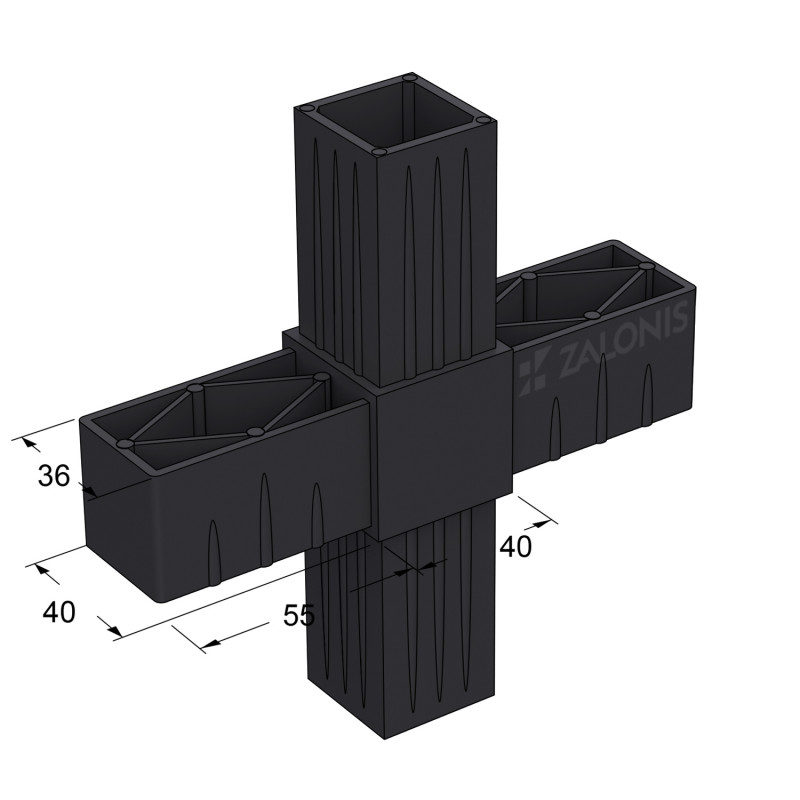 ΤΕΤΡΑΠΛΟΣ ΣΥΝΔΕΣΜΟΣ ΣΤΑΥΡΟΣ 40x40 / ΜΑΥΡΟ